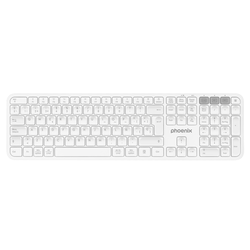Teclado inalmbrico multidispositivo phoenix k300 blueooth dual y 2.4ghz blanco