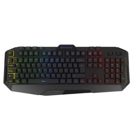 Teclado gaming phoenix con cable luz rgb 9 modos de iluminacin 4 botnes macro 12 teclas multimedia