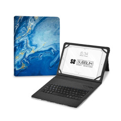 Funda + teclado subblim para tablet 11 pulgadas trendy marmol azul