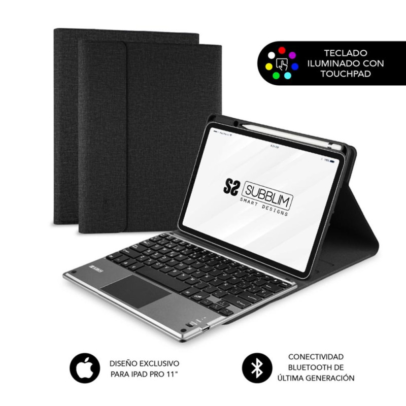 Funda + teclado subblim para ipad pro 11 pulgadas negro - gris