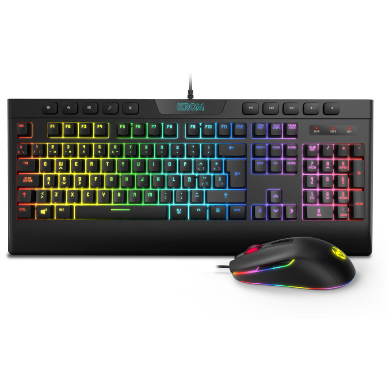 Pack krom rgb teclado membrana y raton kalyos