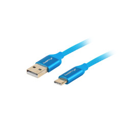 Cable usb lanberg 2.0 macho -  usb tipo c macho quick charge 3.0 1m azul