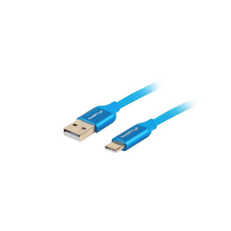 Cable usb lanberg 2.0 macho -  usb tipo c macho quick charge 3.0 1m azul