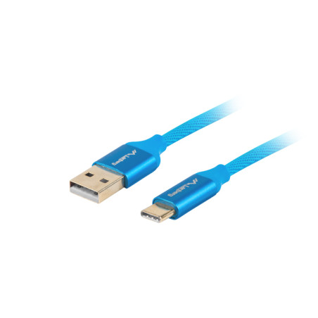 Cable usb lanberg 2.0 macho -  usb tipo c macho quick charge 3.0 1m azul