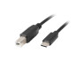 Cable usb lanberg usb tipo c m a usb tipo b m 2.0 1.8m ferrita negro