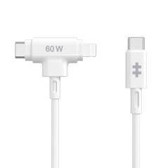 Cable usb tipo c a usb tipo c -  lightning hyper 1.5m -  macho - macho -  blanco