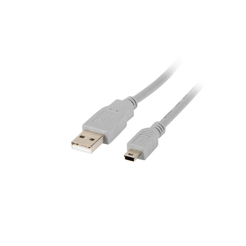 Cable usb lanberg 2.0 macho - mini usb macho 1.8m gris