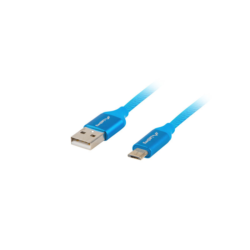 Cable usb lanberg 2.0 macho - micro usb macho quick charge 3.0 1m azul