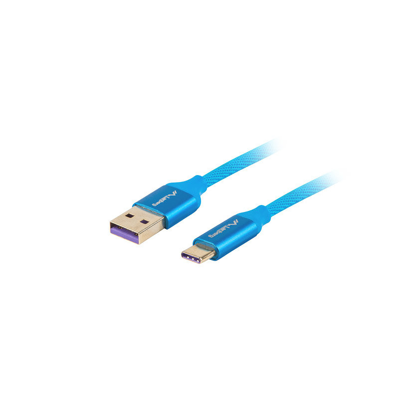 Cable usb lanberg 2.0 macho - usb tipo c macho 5a 1m azul