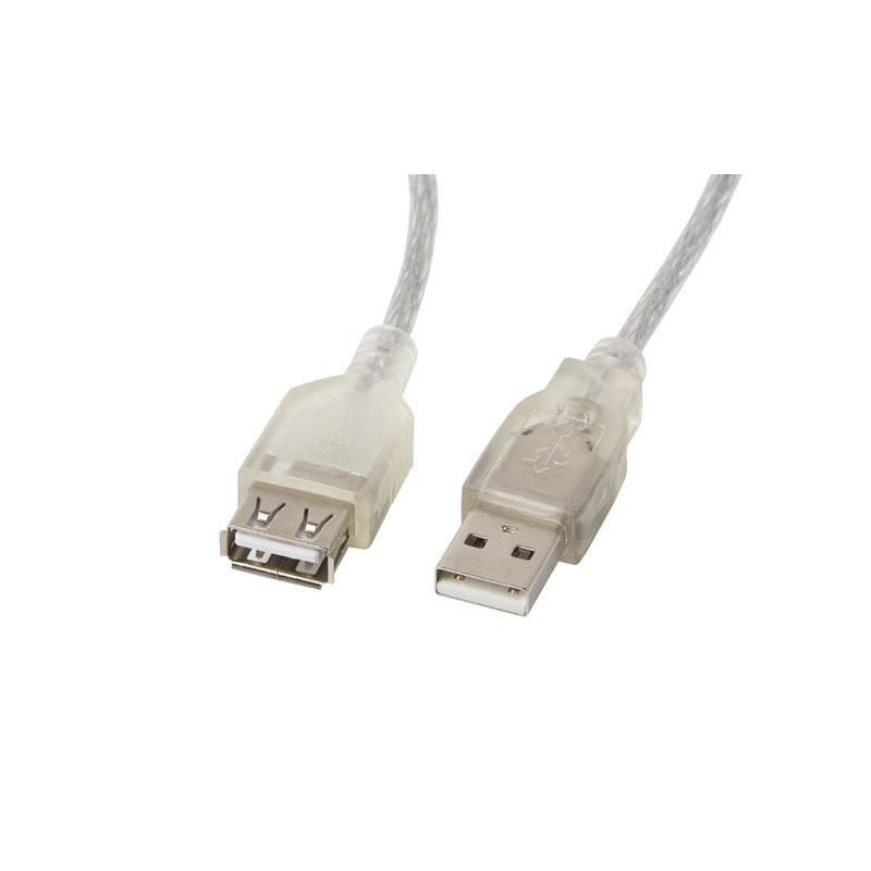 Cable alargador lanbergusb 2.0 macho hembra ferrita 1.8m transparente