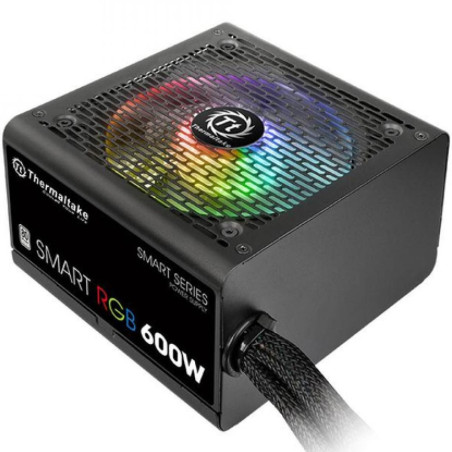 Fuente de alimentacion gaming thermaltake smart rgb atx 600w 80 plus negro