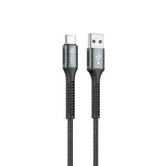 Cable qcharx prague usb a tipo c 3a - 1 m - aleacin de aluminio negro cordn de tela suave