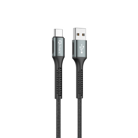 Cable qcharx prague usb a tipo c 3a - 1 m - aleacin de aluminio negro cordn de tela suave