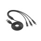 Cable triple qcharx napoli usb a lightning + tipo c + micro  3a - 1.2 m - aleacin de aluminio negro cordon suave