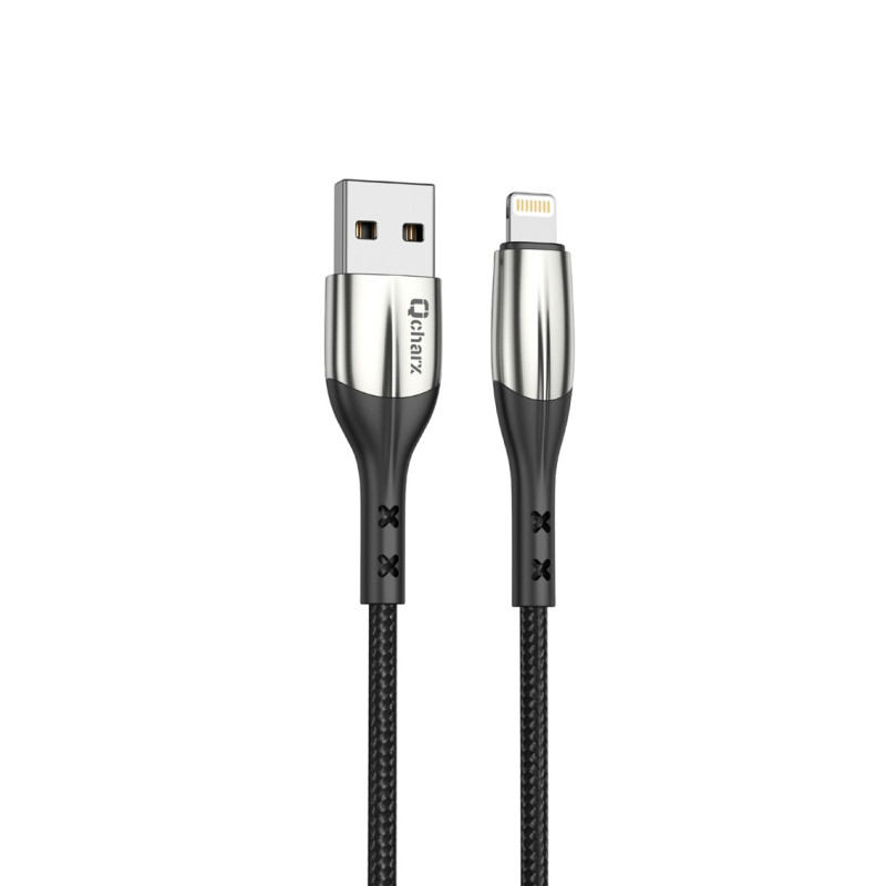 Cable qcharx toronto usb a lightning 3a - 1 m - galvan negro cordon suave