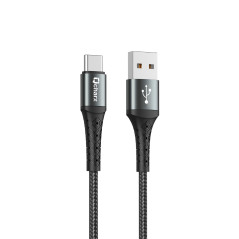 Cable qcharx lyon usb a tipo c 3a - 1 m - aleacin de aluminio negro cordon metlico
