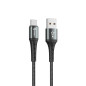 Cable qcharx lyon usb a tipo c 3a - 1 m - aleacin de aluminio negro cordon metlico