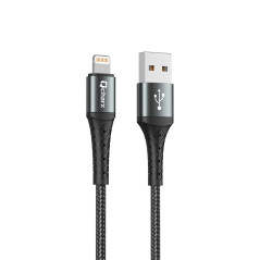 Cable qcharx lyon usb a lightning 3a - 1 m - aleacin de aluminio negro cordon metlico