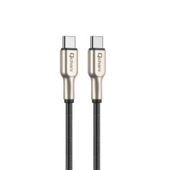 Cable qcharx new york tipo c a tipo c 3a 20w - 1 m - zinc metlico cordn plateado blindado