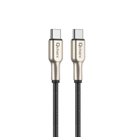 Cable qcharx new york type c 3a 20w - 1 m - galvan metlico cordn plateado blindado
