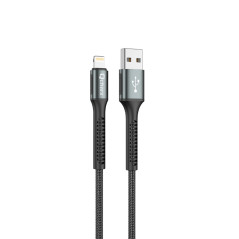 Cable qcharx prague usb a lightning 3a - 1 m - aleacin de aluminio negro cordn de tela suave
