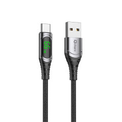 Cable qcharx menorca usb a tipo c 3a 66w - 1 m - aleacin aluminio negro cable suave digital display