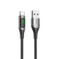 Cable qcharx menorca usb a tipo c 3a 66w - 1 m - aleacin aluminio negro cable suave digital display
