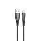 Cable qcharx berlin usb a lightning 3a - 1 m - galvan negro cordon grueso tacto suave