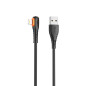 Cable qcharx london usb a lightning 3a - 1 m - pvc negro acodado