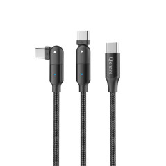 Cable qcharx melbourne tipo c a tipo c 3a - 1.2 m - aleacin de aluminio negro cabezal rotatorio
