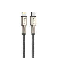 Cable qcharx new york tipo c a lightning 3a - 1 m - zinc metlico cordn plateado blindado