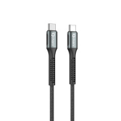 Cable qcharx prague tipo c a tipo c 3a 100w - 1 m - aleacin de aluminio negro cable trenzado suave