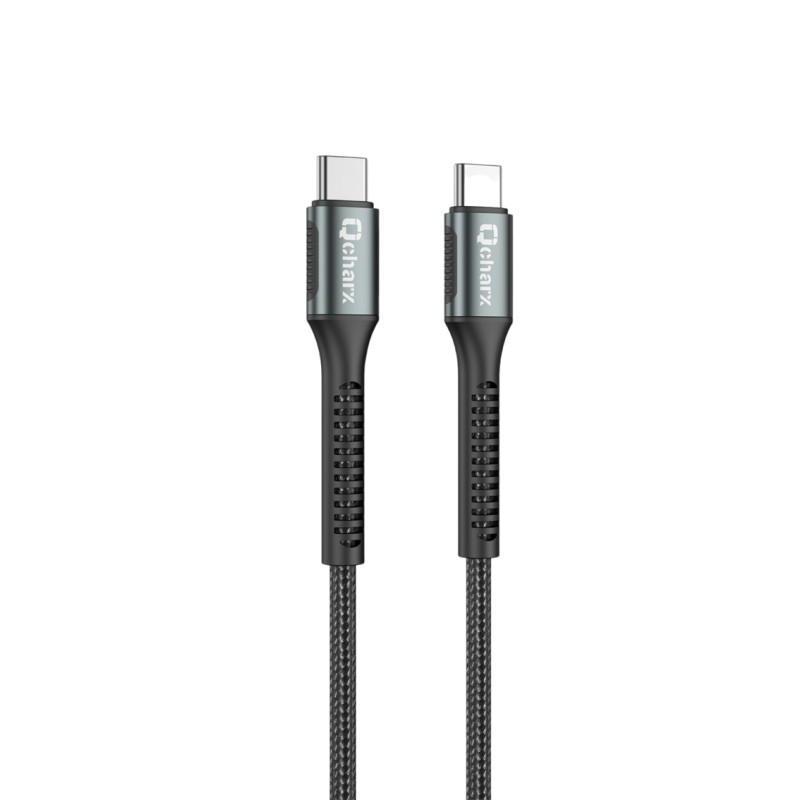 Cable qcharx prague tipo c a tipo c 3a 100w - 1 m - aleacin de aluminio negro cable trenzado suave