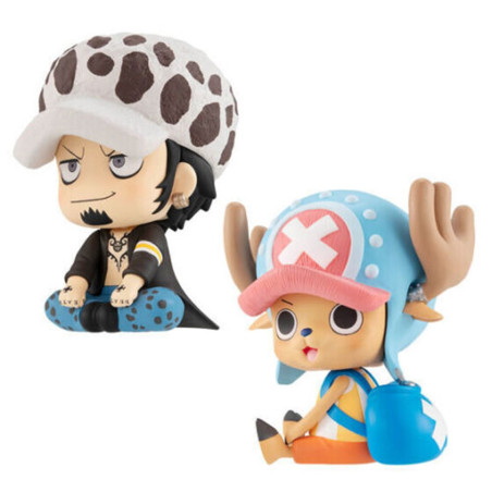 Pack 2 figuras megahouse one piece look up trafalgar d law & tony chopper with surprise gift