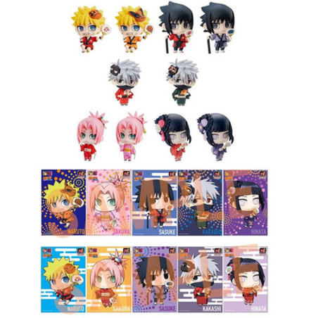 Set figuras con postals megahouse naruto shippuden petit chara land 10th anniversary