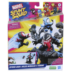 Set de juego hasbro marvel stunt squadron villain knockdown spider - man y miles morales vs venom