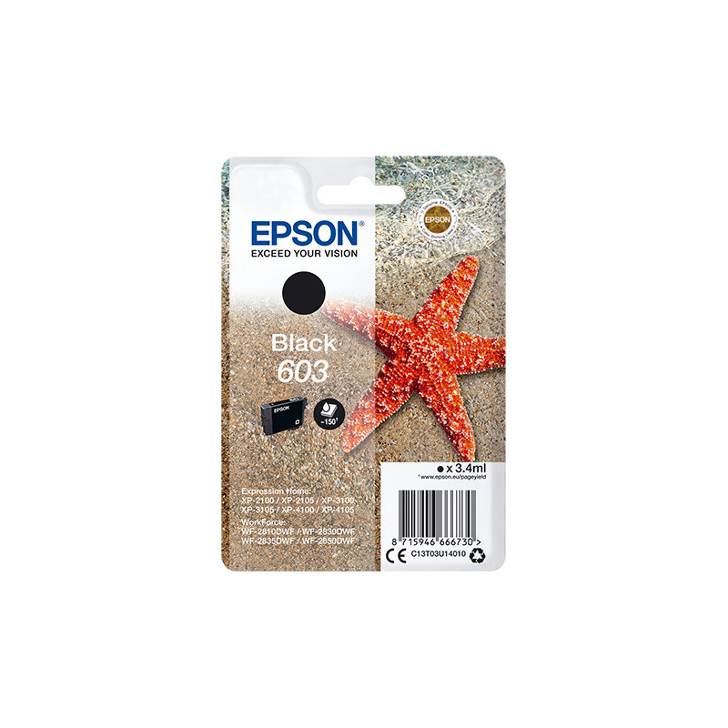 Cartucho tinta epson c13t03u14010 singlepack negro 603 estrella de mar Cartucho tinta epson c13t03u14010 singlepack negro 603 estrella de mar