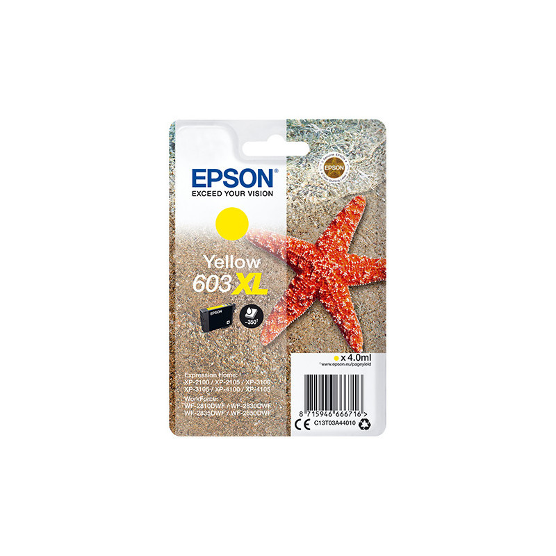 Cartucho tinta epson c13t03a44010 singlepack amarillo 603xl estrella de mar Cartucho tinta epson c13t03a44010 singlepack amarillo 603xl estrella de mar