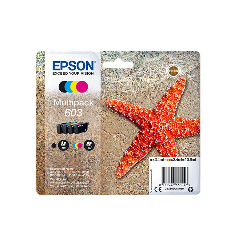 Multipack cartucho tinta epson 603 c13t03u64010 negro - cian - amarillo - magenta - estrella de mar Multipack cartucho tinta epson 603 c13t03u64010 negro - cian - amarillo - magenta - estrella de mar