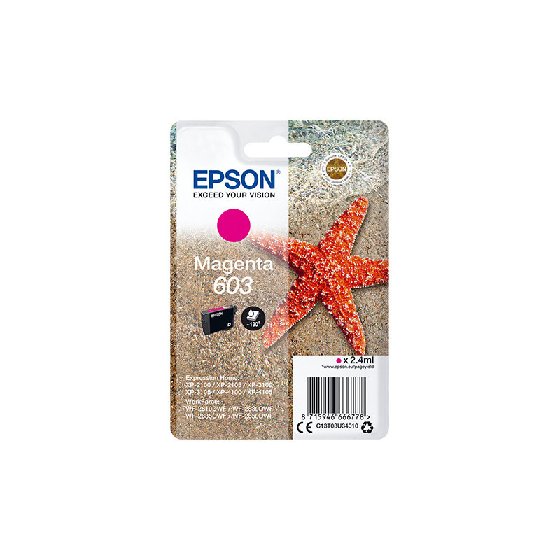 Cartucho tinta epson c13t03u34010 singlepack magenta 603 estrella de mar Cartucho tinta epson c13t03u34010 singlepack magenta 603 estrella de mar