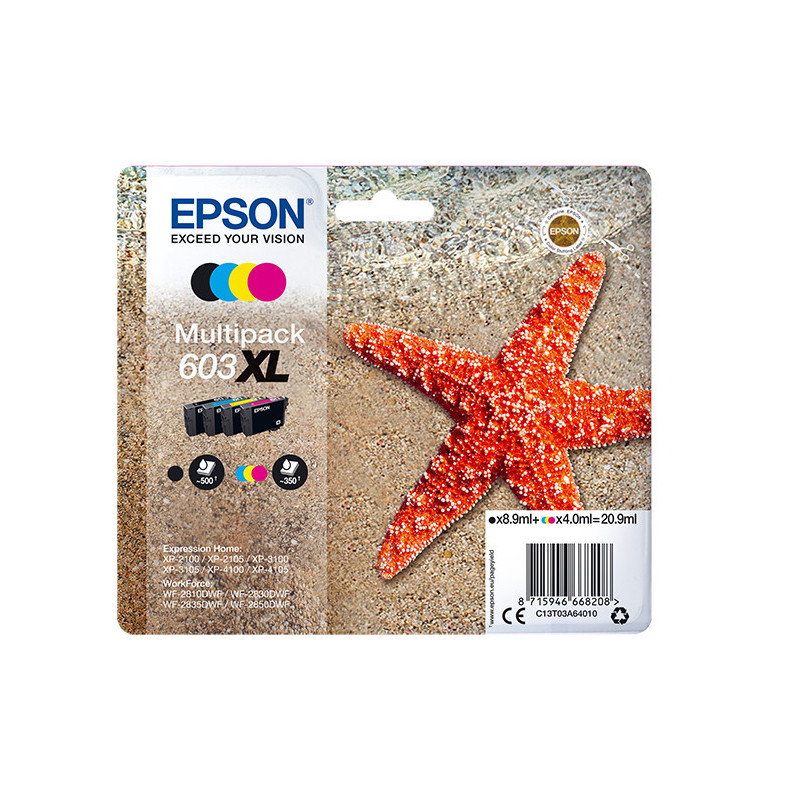 Multipack cartucho tinta epson 603xl c13t03a64010 negro - cian - amarillo - magenta - estrella de mar Multipack cartucho tinta epson 603xl c13t03a64010 negro - cian - amarillo - magenta - estrella de mar