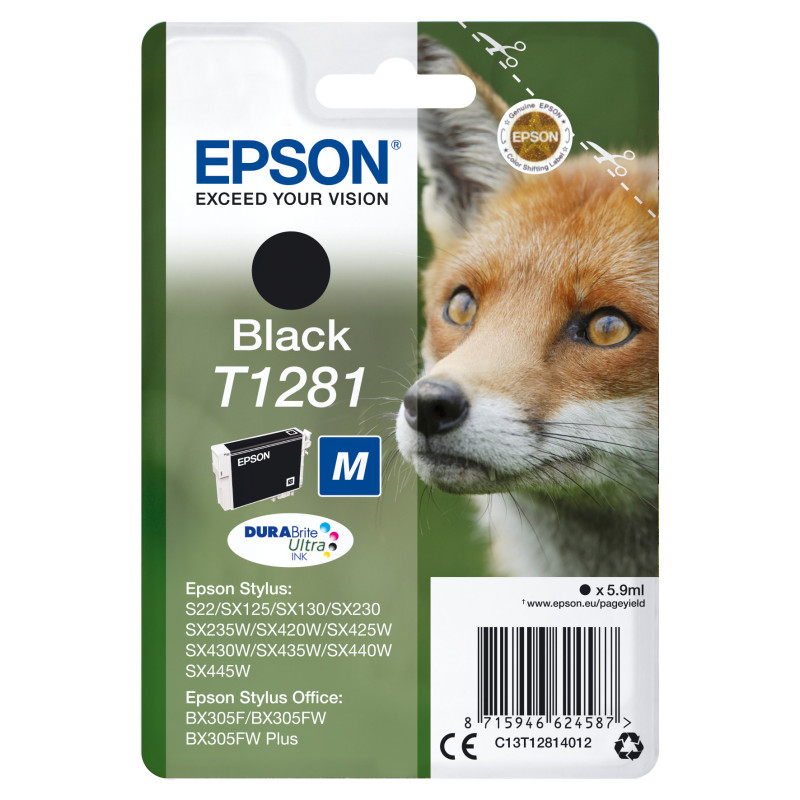 Cartucho tinta epson c13t12814012 negro 3.5ml s22 - sx125 - sx420w - sx425w - bx305f - bx305fw -  zorro