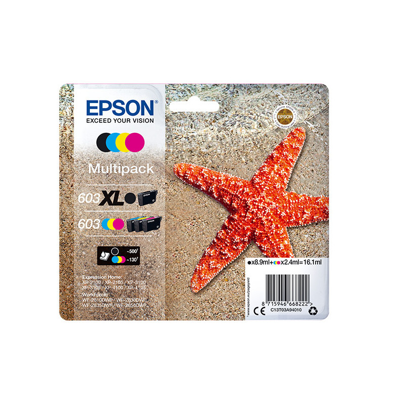 Multipack cartucho tinta epson 603xl c13t03a94010 negro - cian - amarillo - magenta - estrella de mar Multipack cartucho tinta epson 603xl c13t03a94010 negro - cian - amarillo - magenta - estrella de mar