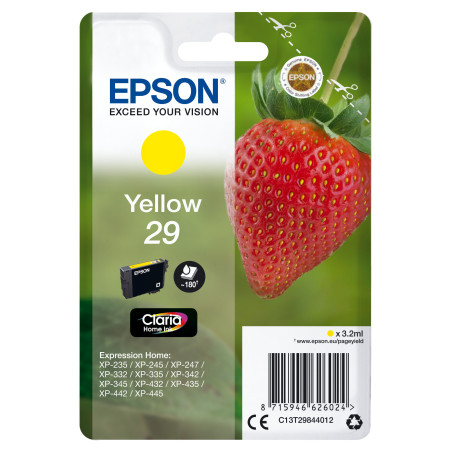Cartucho tinta epson 29 c13t29844012 amarillo xp235 - xp332 - xp3357xp4327xp435 -  fresa