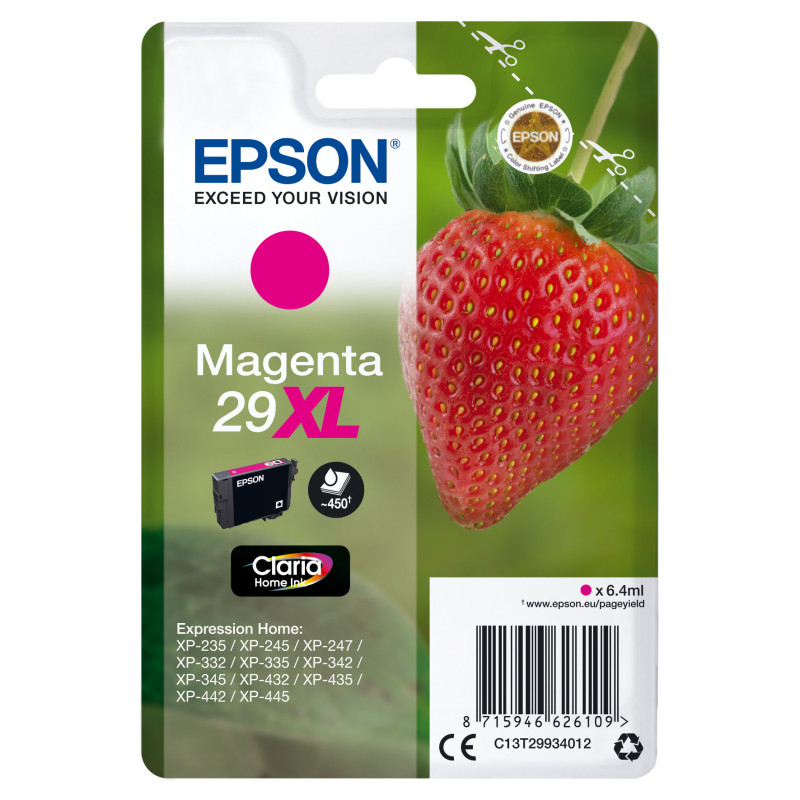 Cartucho tinta epson 29xl c13t29934012 magenta xp235 - xp332 - xp3357xp4327xp435 - fresa Cartucho tinta epson 29xl c13t29934012 magenta xp235 - xp332 - xp3357xp4327xp435 - fresa