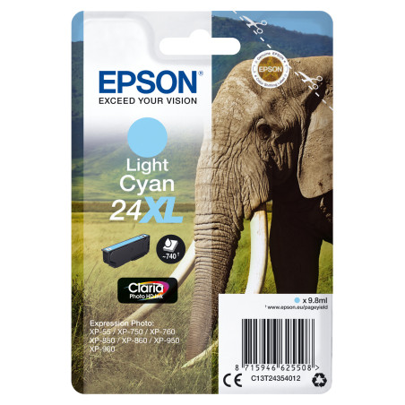 Cartucho tinta epson t243540 cian claro xl  xp - 750 c13t24354010 -  elefante