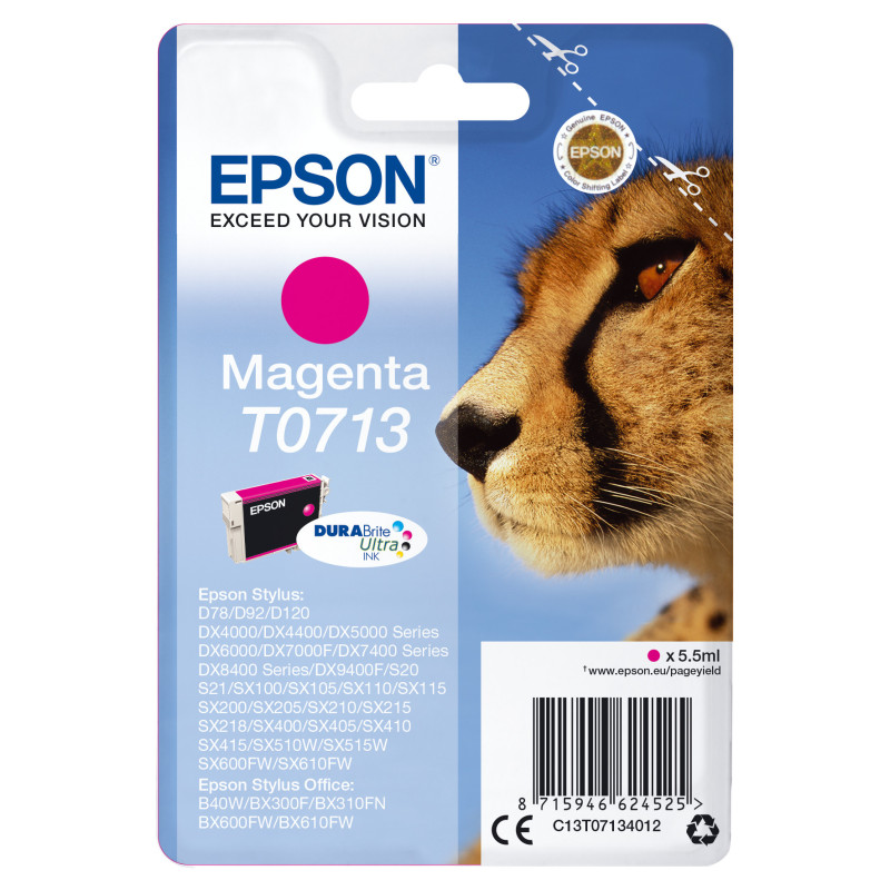 Cartucho tinta epson c13t07134012 magenta 7ml stylus d78 - 92 - 120 - dx40x0 - 44x0 - 50x0 - 60x0 - 74x0 - 84x0 - 7000f 