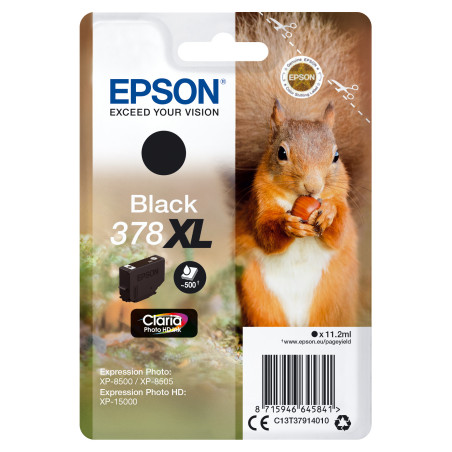 Cartucho tinta epson c13t37914010 singlepack negro 378xl claria photo hd ink ardilla