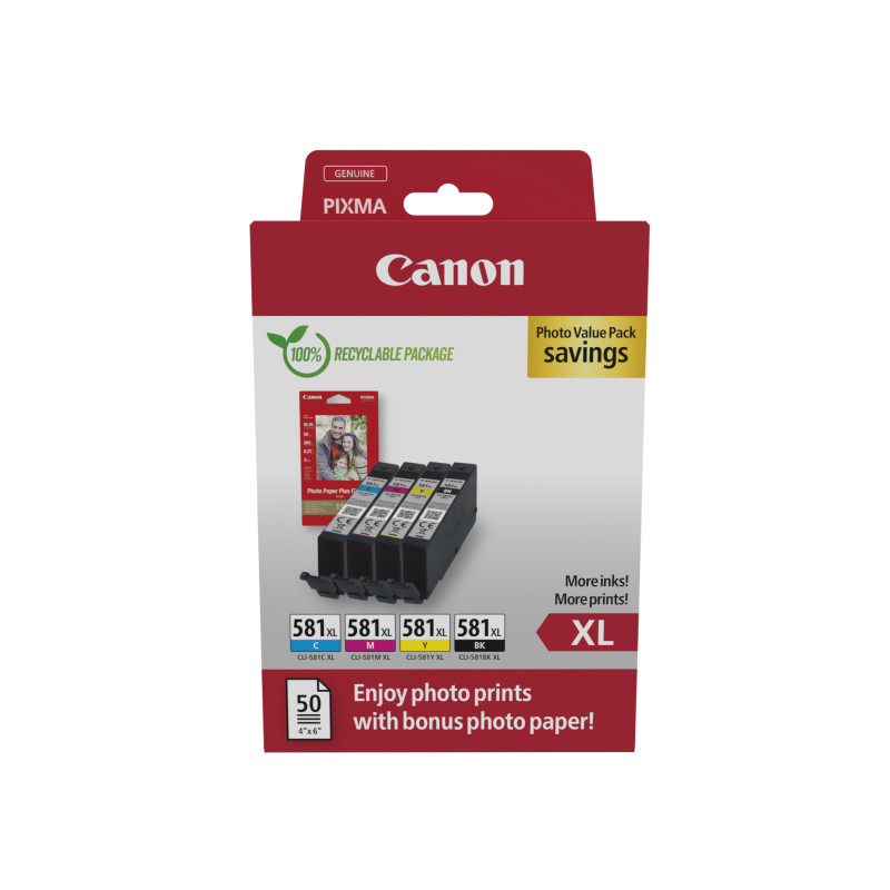 Multipack canon cli - 581xl bk - c - m - y + photo papel