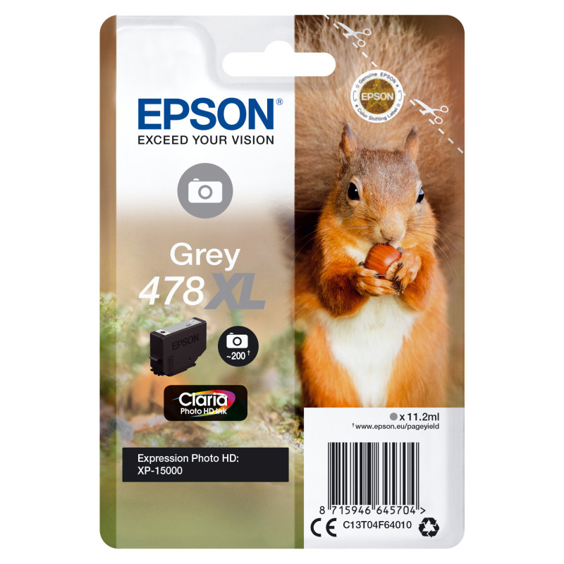 Cartucho tinta epson c13t04f64010 singlepack gris 478xl claria photo hd ink
